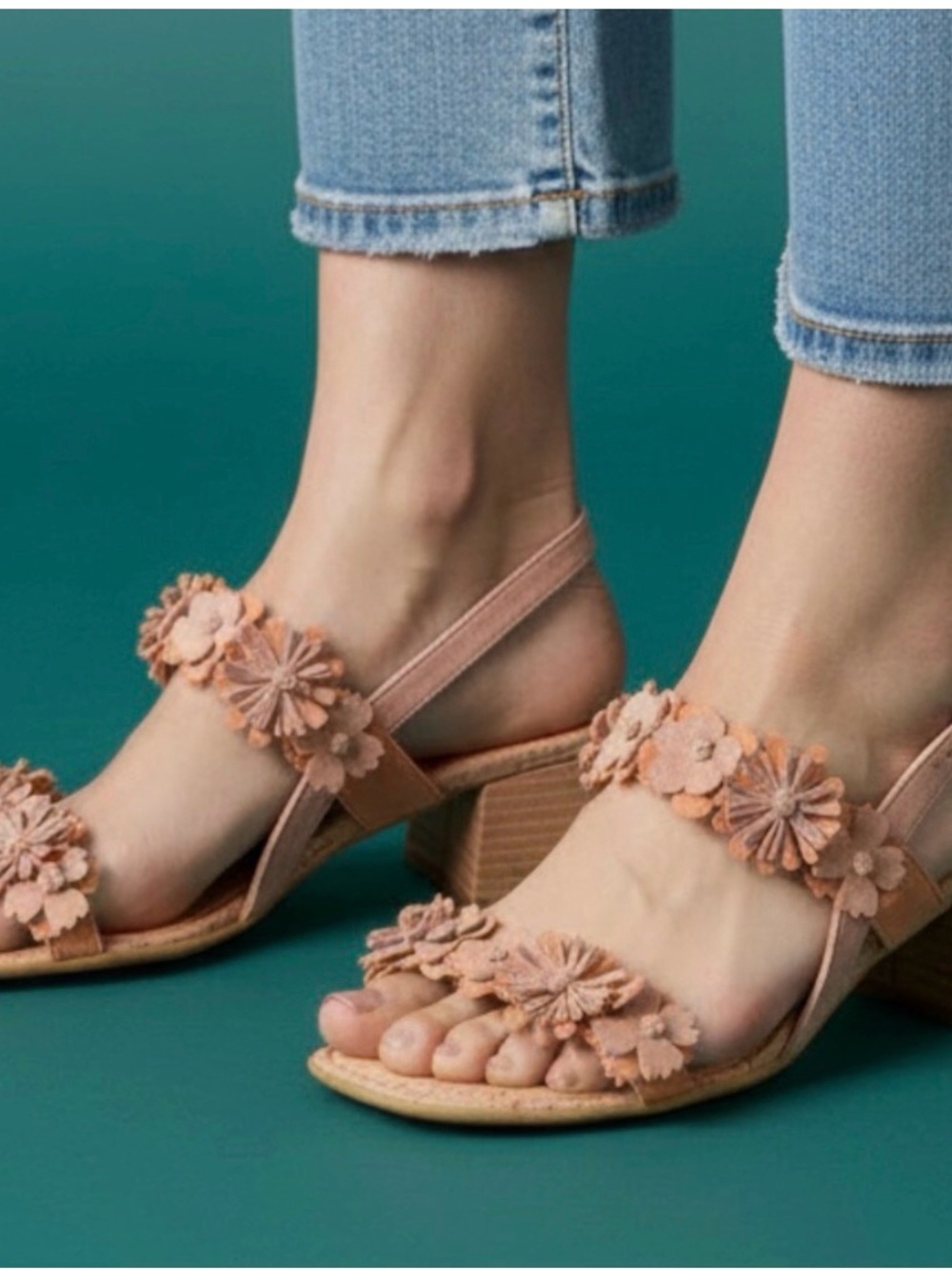 Born Pink and Peach Floral Block Heel Sandals